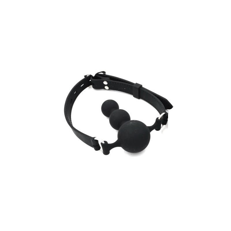 Mouth Ball Gag Silicone Black Gourd Shape Dildo Deep Throat Force Open